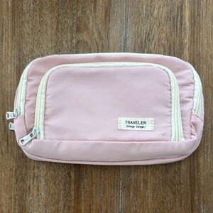 NEW Travel Pink and White Cosmetic Bag/Pencil Case